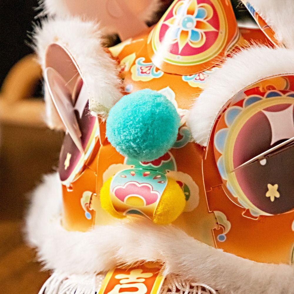 DIY Material Package New Year Lion Dance Lantern Luminous Hand-held Lantern  Children Craft