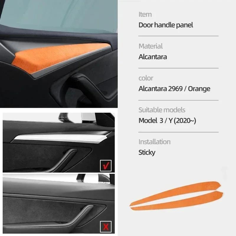 Betterhumz Car Dashboard Trim Sticker For Tesla Model Y 2020 2021 2022 2023 Door Panel Side Wrap Made of Alcantara Accessories