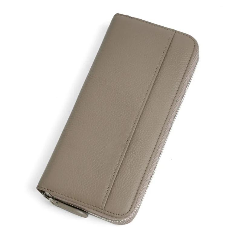 Women's wallet long handheld card holder large capacity multi-card clutch 100% genuine leather luxury zippered coin purse
