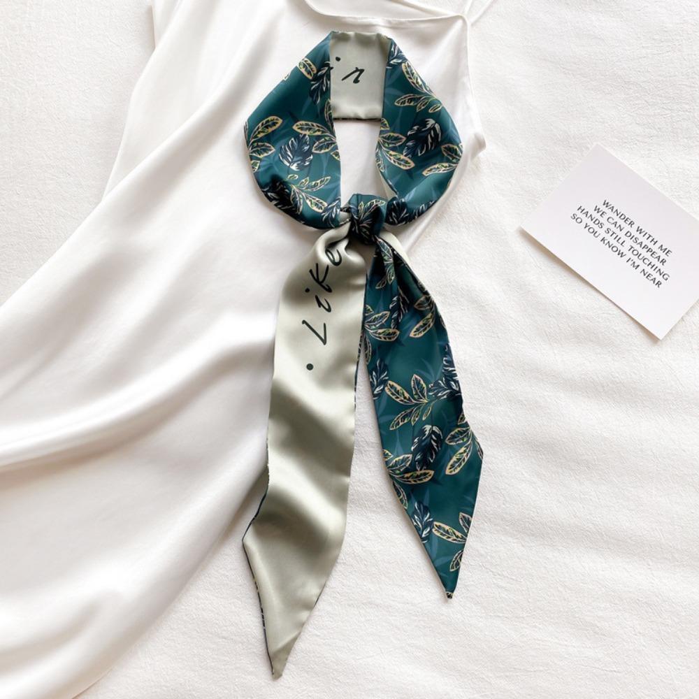 Luxury Silk Bag Scarf for Women, Fashion Skinny Scarf, Neckerchief Headband