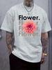 Casual Crew Neck T-shirt with Vibrant Flower Print - Short Sleeve