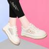 Thick-soled breathable little white shoes versatile women's shoes spring new leather round head mesh shoes casual sports board shoes