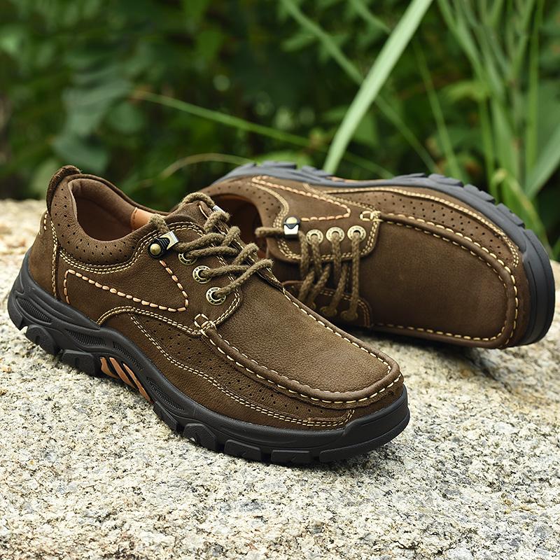 Newest Vintage Oxfords Nature Leather Men'S Handmade Shoes Breathable Hiking Shoes Brand Casual Outdoor Luxury Men Designer Loafers