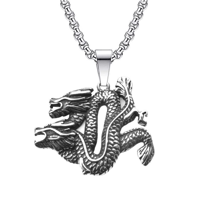 Stainless Steel Punk Skull Pentagram Freemasonry Pendant Necklace for Men