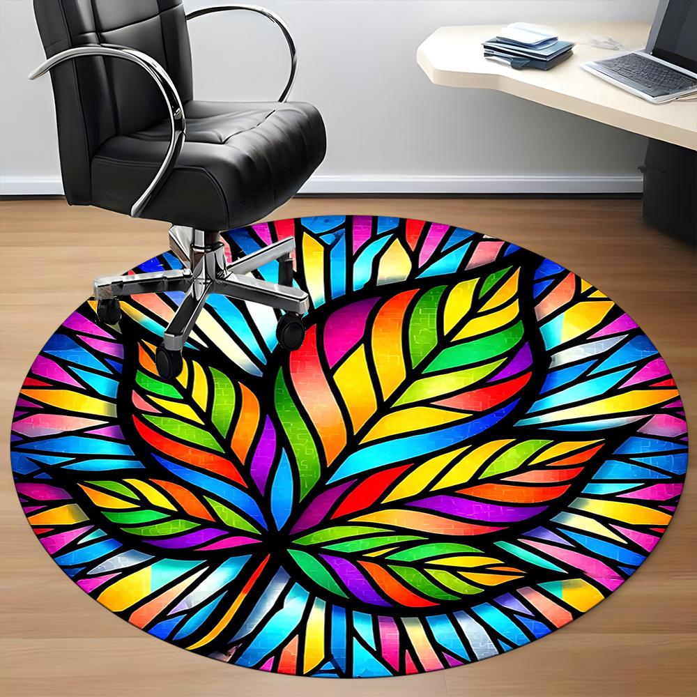 1pc Stained Glass Mandala Office Round Area Rug, Indoor Mat Suitable ForOffice, Under Office Chairs Bedroom Living Room Home Decor, Room Deco 048