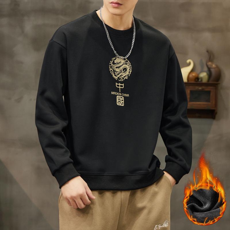 Осенне-зимний мужской тяжелый утолщенный свитер в китайском стиле Guochao Velvet Youth — фото 6