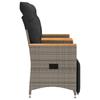 2 Seater Adjustable Garden Sofa with Table Gray Poly Rattan