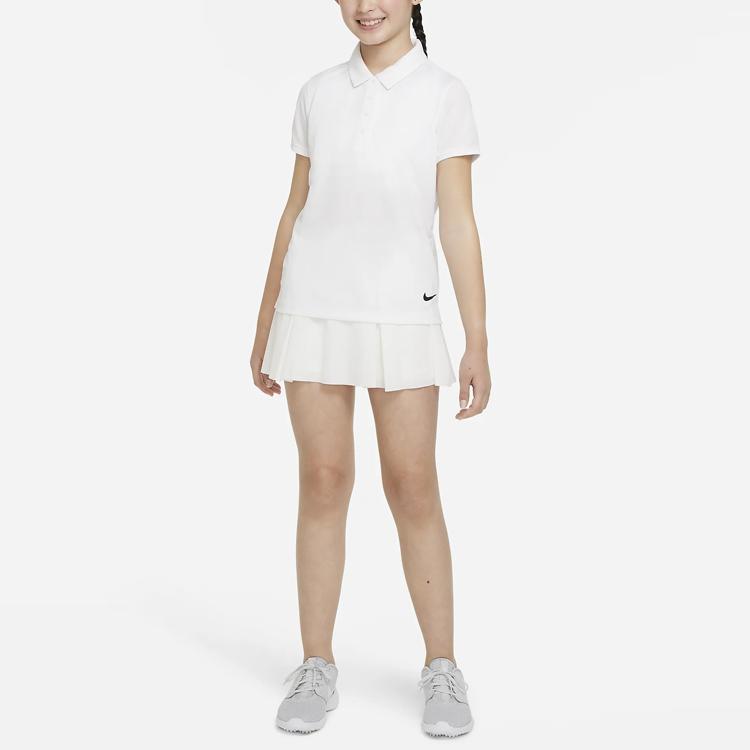 Nike Dri-FIT Victory Solid Logo Short Sleeve Polo Shirt Kids tops White DN1967-100