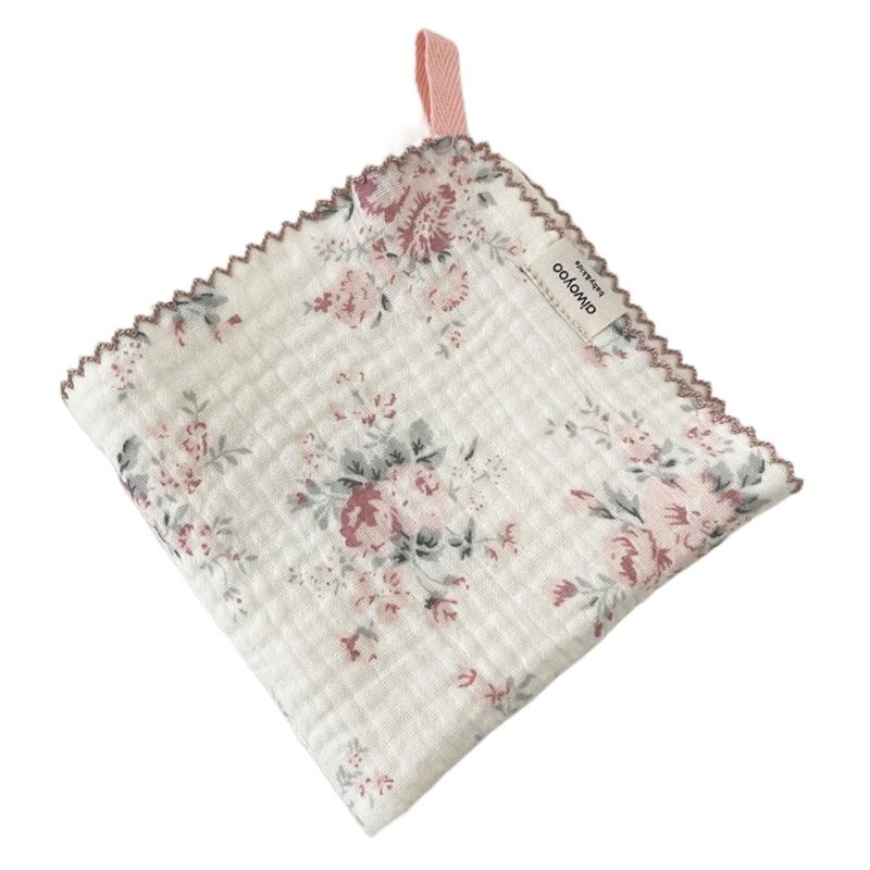 

4 Layers Cotton Baby Towel Cute Floral Designed Washcloth Absorbent Face Cleaning Cloth for Bathing Time and Travels