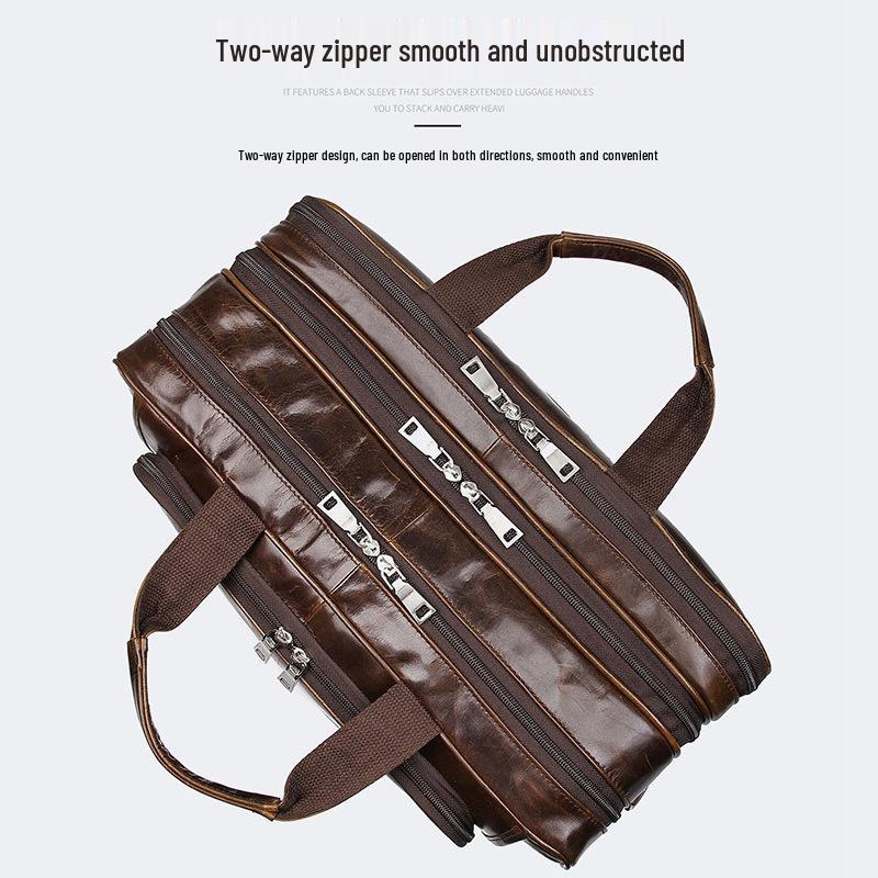 Jiameida Retro Genuine Leather Men's Business Briefcase - Large Capacity Handbag and Laptop Bag