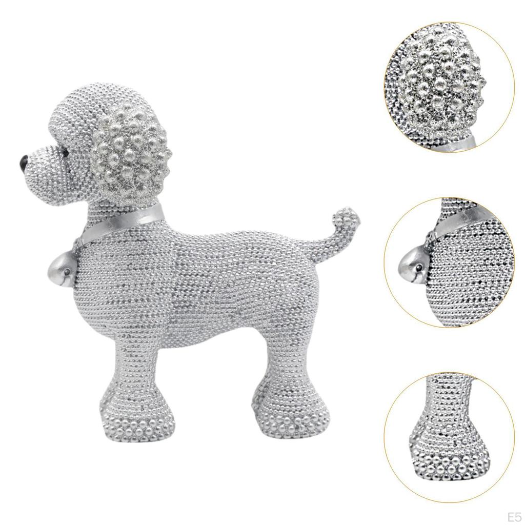 Beaded Canine Resin Sculpture for Home Office Decor