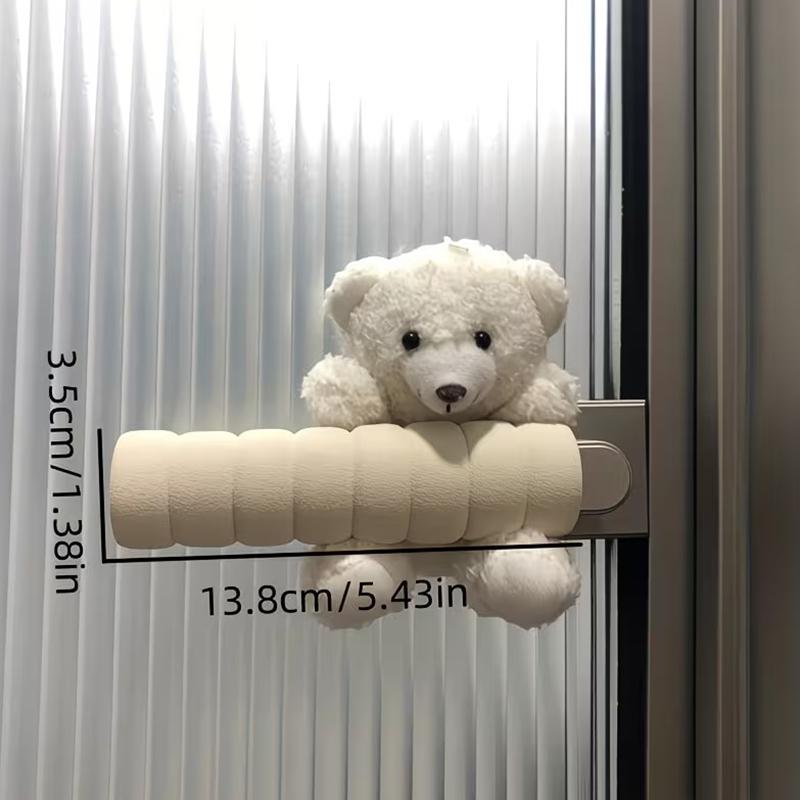 Maniglia per Porta a Forma di Orso Carino, Adatta per Porte di Stanze, Copertura Flessibile in Tessuto Anti-Collisione e Antistatica