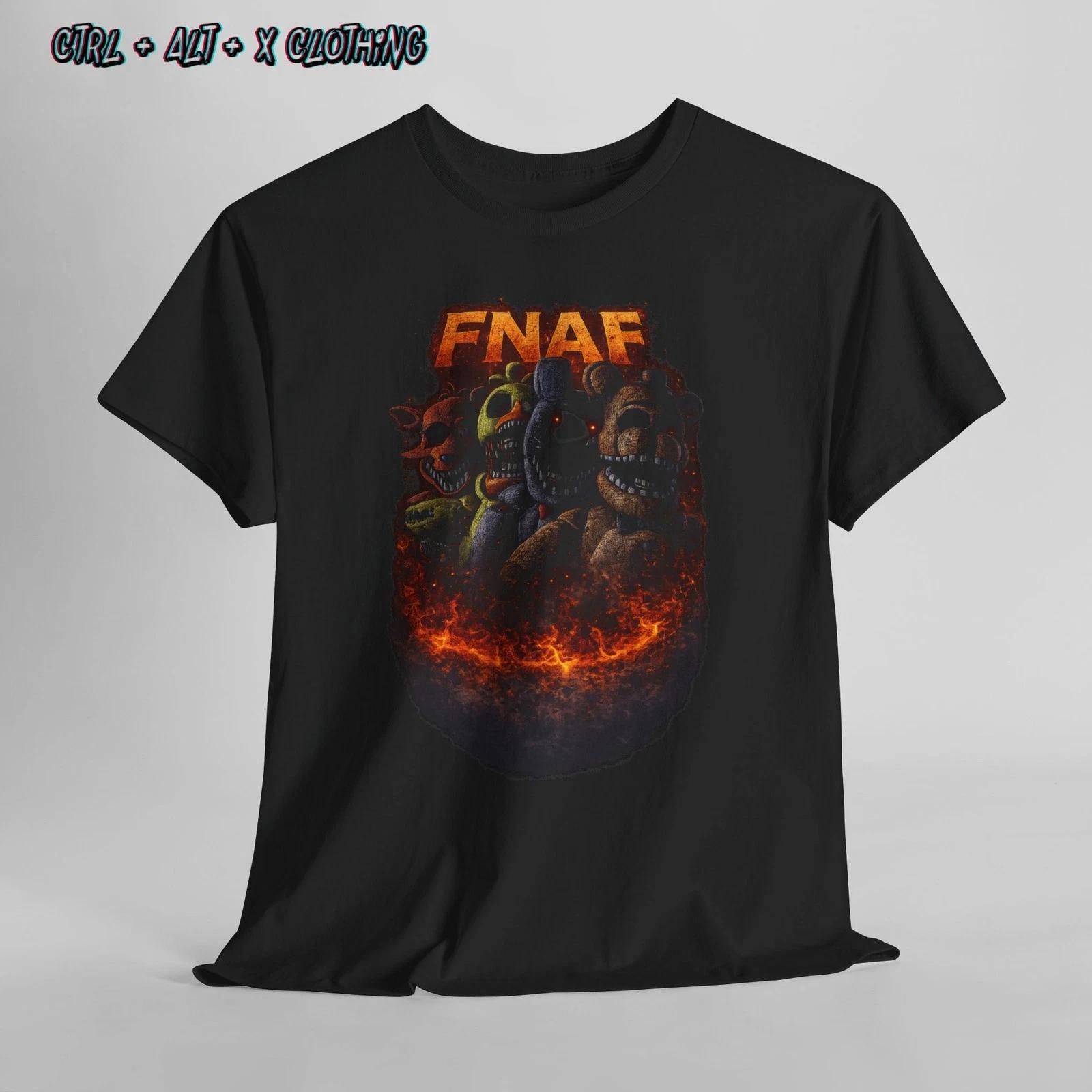 

FNAF Horror Shirt Five Nights Animatronic Nightmare Fire Gamer Graphic Tee 4XL
