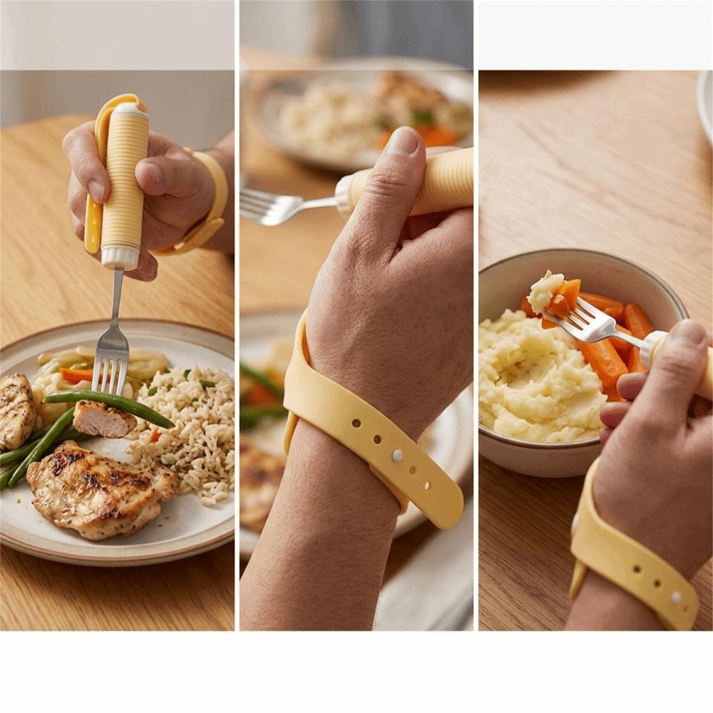 Silicone Handle Anti Tremor Fork Metal Main Adaptive Fork Disabled Utensils Home Nursing Care