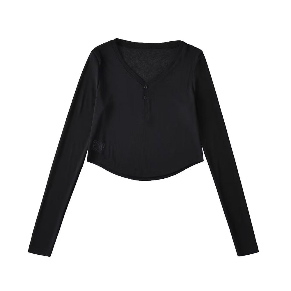 Trendy Women's High Waist Crop Top with Thin Long Sleeves - Summer Sunscreen Top