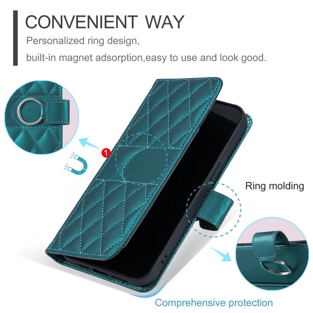 Crossbody Card Solt Ring Holder Wallet Leather Case For iPhone 16 Pro Max 15 Plus 14 13 12 11 Lanyard Book Flip Bag Pocket Cover