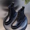Martin boots women's autumn and winter new Lunfeng medium tube leather short shoes women's thick-soled velvet women's shoes