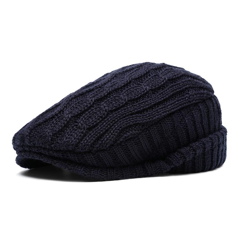 Autumn and Winter Knitted Woolen Hats Beret Caps Women Versatile Forward Hats Ear-protecting and Fleece Warm Men's Baseball Caps