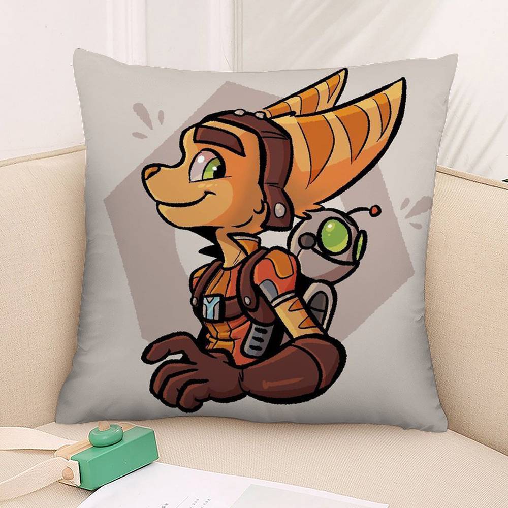 Kreslený R-Ratchet N C-Clank Povlak na polštář Plyšová látka Měkký oboustranný potisk Potah na polštář na pohovku Potahy na dekorační polštáře
