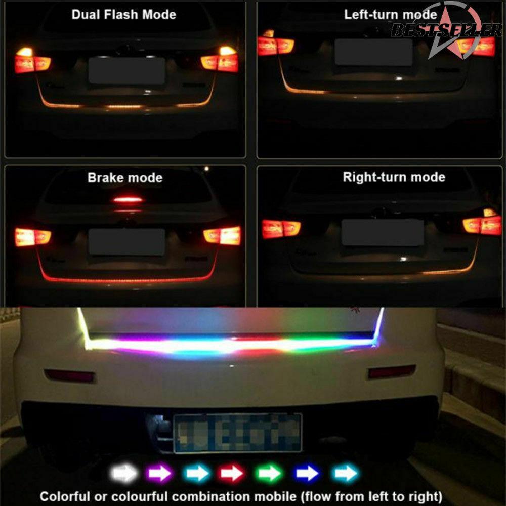 7 Color Car Rear Trunk RGB LED Strip Light Tailgate Brake Drive Turn Signal Flow