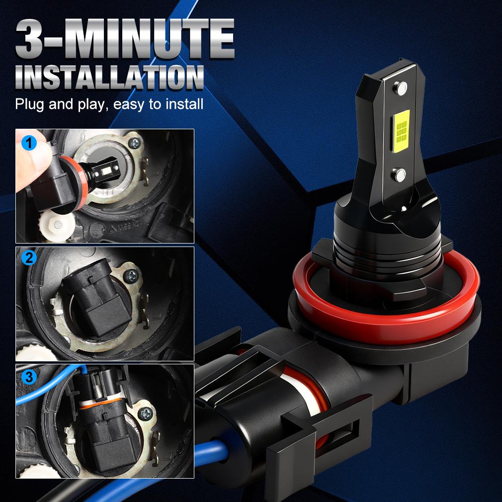 2 Τεμάχια H11 H8 H9 LED Λαμπτήρες Ομίχλης DRL 15000Lm H7 9005 HB3 9006 HB4 Chip CSP LED Φώτα Ομίχλης Φώτα Ημέρας 6500K Λευκό Εξαιρετικά Φωτεινή Λάμπα
