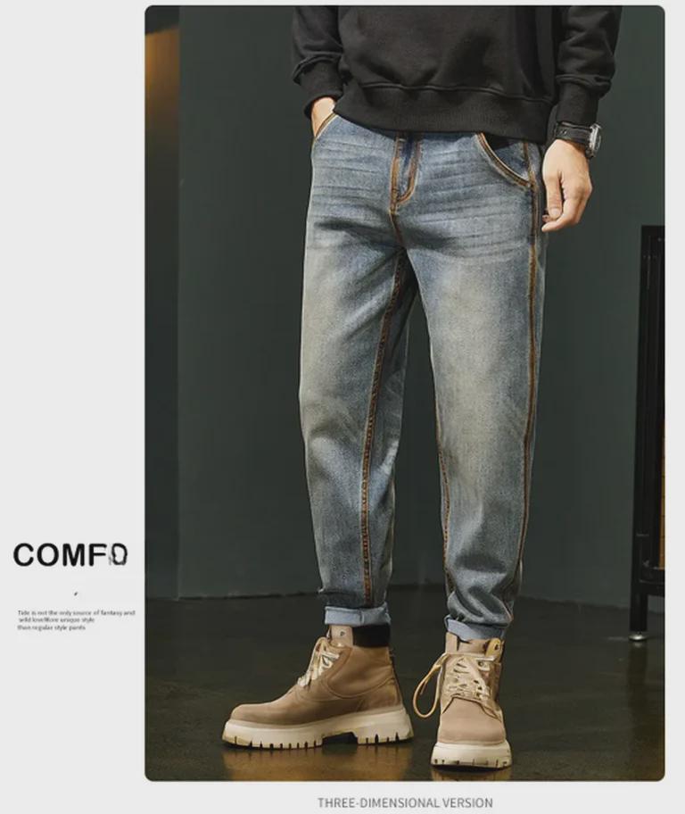 Jean fuselé à jambe droite pour homme: Pantalon décontracté tendance, ample et polyvalent pour l'automne/hiver.