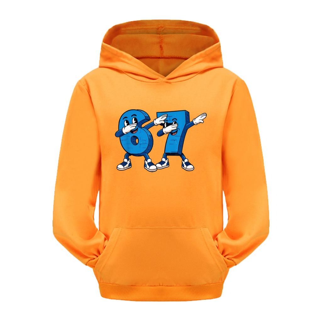 

5226 Дети Мальчики Девочки Steal a Brainrot 67 Six Seven Printed Casual Long Sleeves Hoodies Top 120cm оранжевый