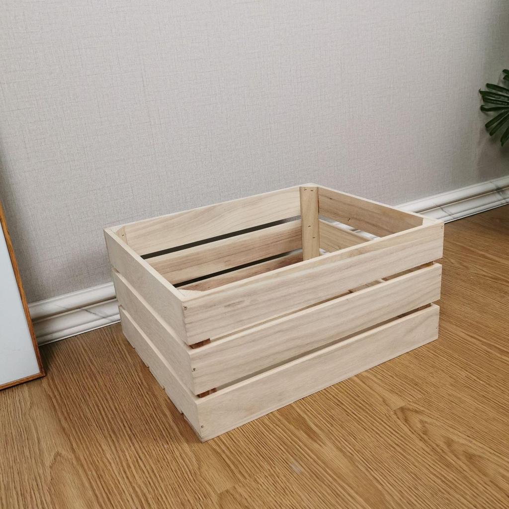 Distressed Wooden Rectangular Basket for Fruit & Vegetable Display