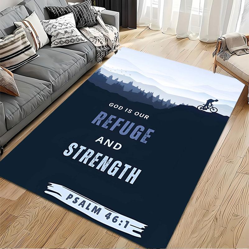 Cyclist Psalm 46:1 Landscape Carpet Suitable As a Non-slip Mat for the Living Room or Bedroom Sofa
