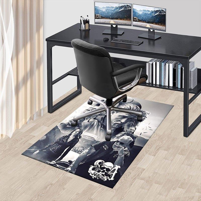 1pc Sons of Anarchy Themed Office Carpet Chair Mats - Durable Polyester Rug for Home Theater, Office, Dorm Room Decor - tA10