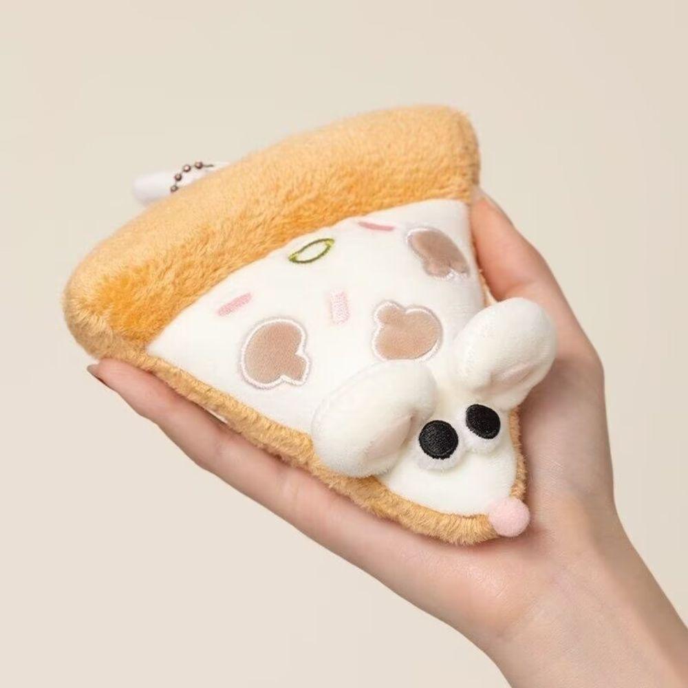 Cute Pizza Slice Plush Charm Exquisite Embroidery Stuffed Pizza Toy New Cartoon Mouse Pendant