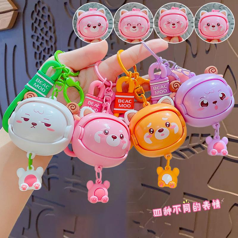 Portachiavi Orso Cambia Faccia Cartone Animato Giocattolo Antistress Ciondolo Portachiavi Coppia Zaino Scolastico Ciondolo Bambola Regalo