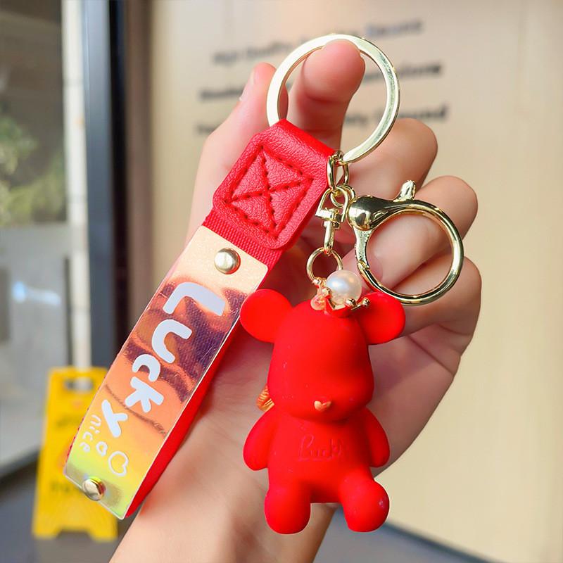 Teddy Cartoon Angel Bear Keychain Resin Cute Keyring Perfect For Celebrations And Gifts