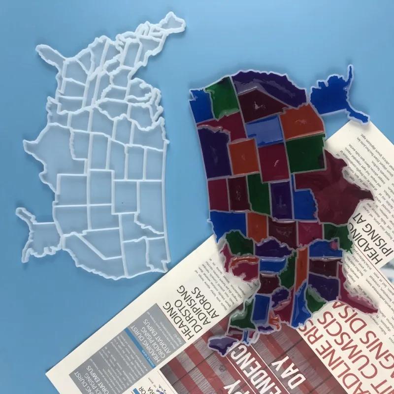 1 PC Puzzle Mold of The Map of The United States Desktop Decorative Coasters Resin Mold DIY Handmade Crafting Tools