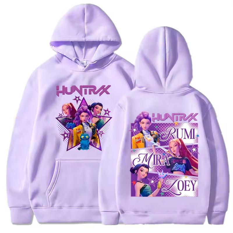 

KPop Demon Hunters Huntrix Hoodies Men Women Casual Movie Printed Sweatshirt Hooded Female Fashion Hoodie 3XL фиолетовый