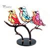 Fine Craftsmanship Bird Statues for Office Acrylic Birds on Branch Desktop Ornament, Colorful Stained Glass Style Nature Themed Gifts Lovers Figurine,