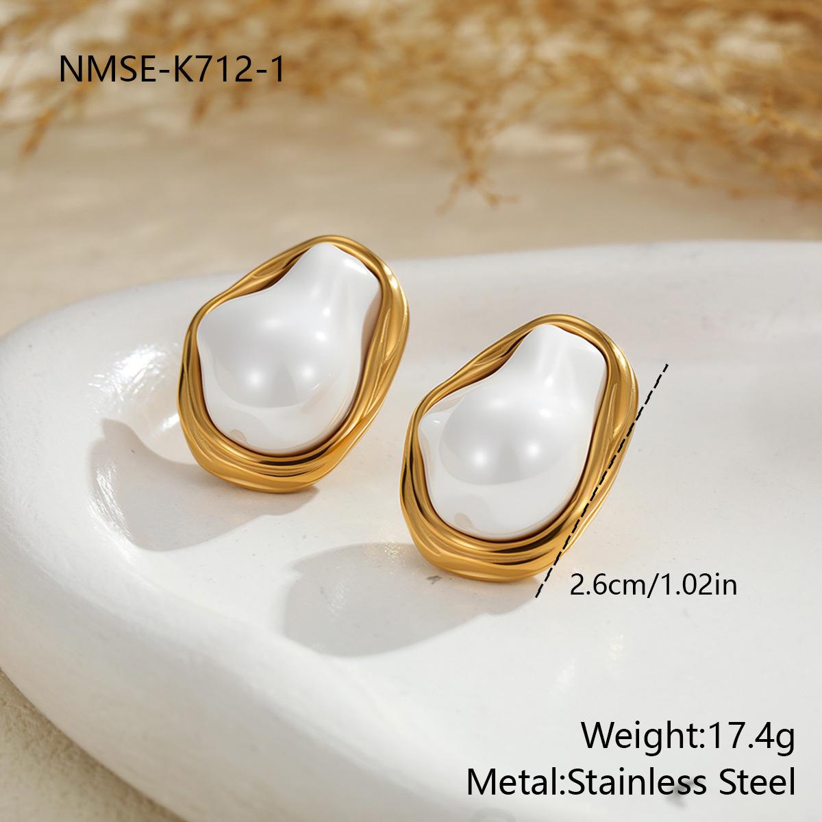 GEMCHIC Women s Retro Baroque Pearl Stud Earrings Geometric Gold Plated Stainless Steel Bohemian Fashion Jewelry