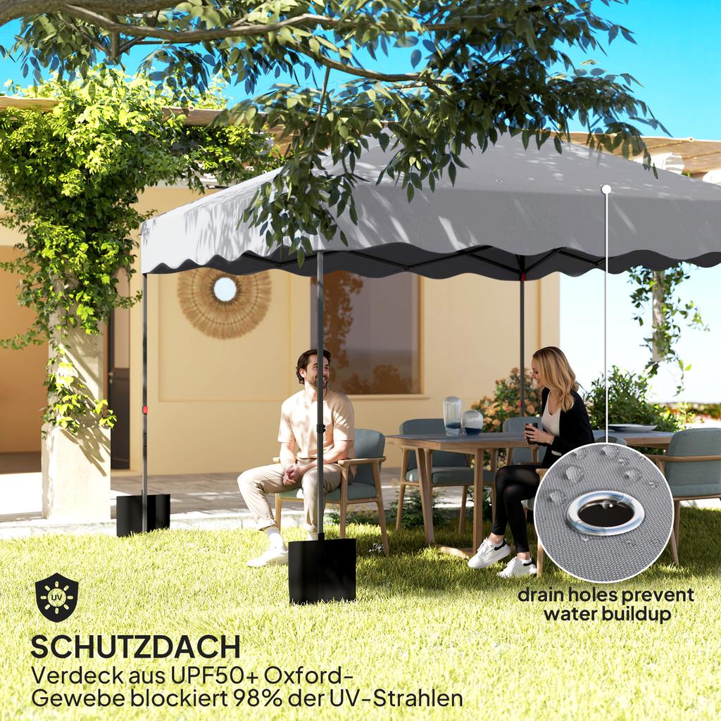 3 x 3 m Pop-Up Gazebo, Height-Adjustable Garden Tent, with Rolling Bag, for Garden, Patio, Metal, Fabric, Light Grey
