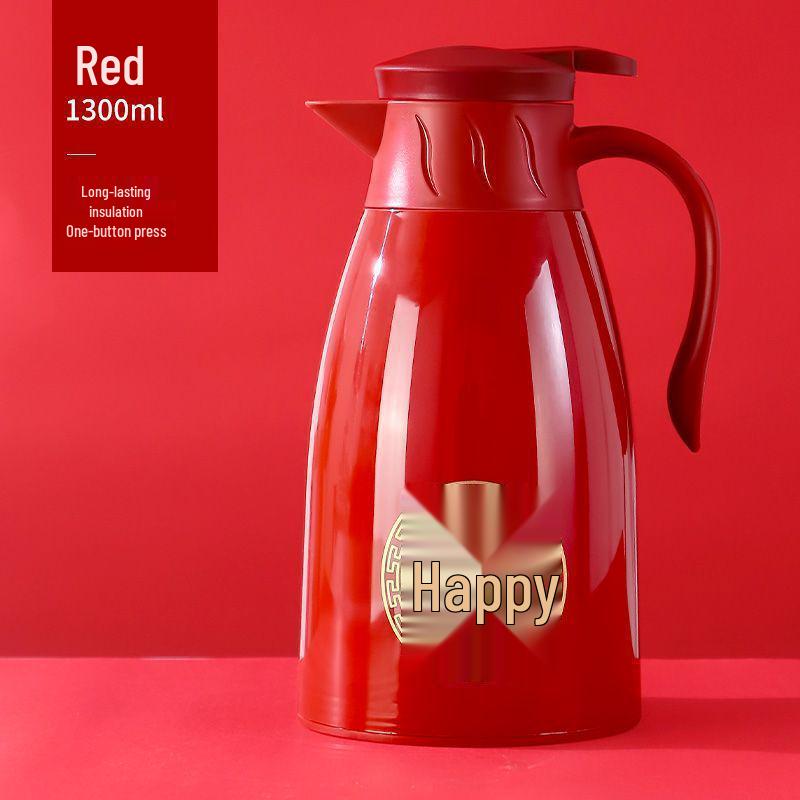 Red Wedding Thermos Set: Festive Large-Capacity Hot Water Bottles in Gift Box