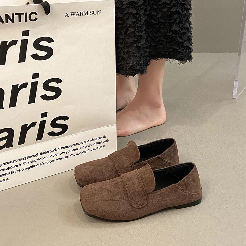 

Flat-bottomed retro niche loafer single shoes women s shoes new spring and autumn British one-pedal soft-soled Doudou shoes 40 коричневый