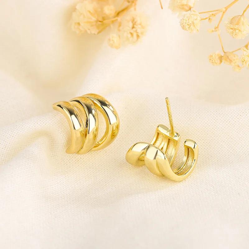Golden Big hoop Earrings Korean Geometry Metal Earrings For women Female Retro Drop Earrings Trend Fashion Jewelry