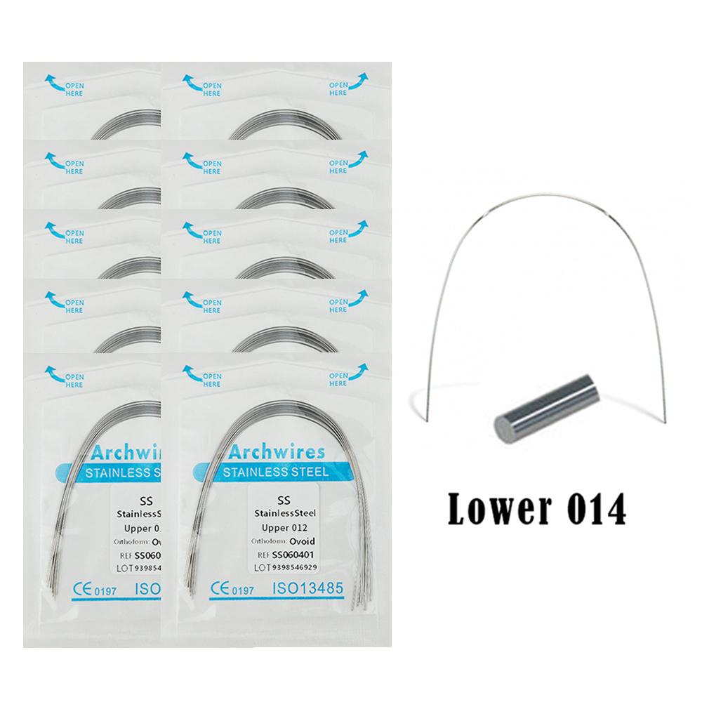 10 Packs=100Pcs Dental Orthodontic Arch Wires Stainless Steel Round Rectangular Type Natural Form Braces Wires For Teeth