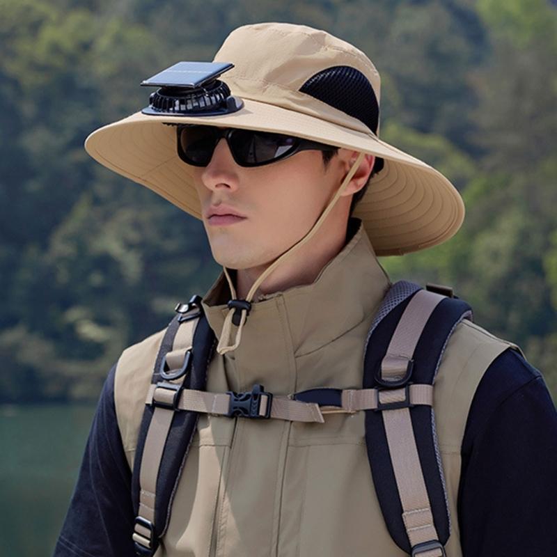 Solar Powered Outdoor Cooling Hat With Built In Fan For Hiking Fishing Lightweight Adjustable Sun Hat