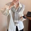2025 Koreanischer Stil Gestreifter Strickschal Cardigan für Damen - Sommer, Leichtgewicht, Hochwertig