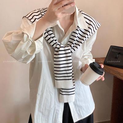2025 Koreanischer Stil Gestreifter Strickschal Cardigan für Damen - Sommer, Leichtgewicht, Hochwertig