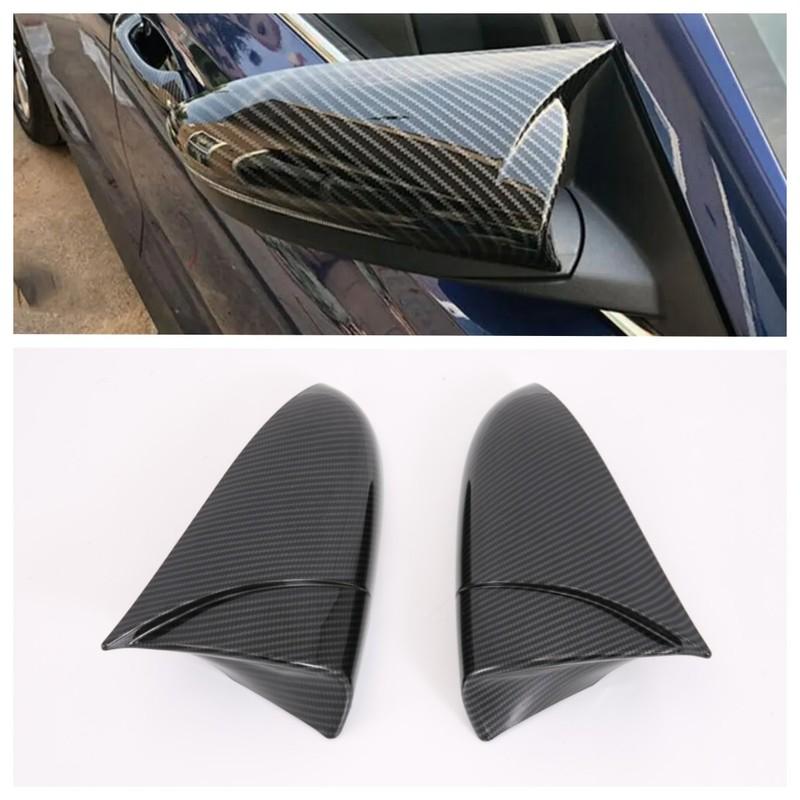 For Hyundai i20 i20N BAYON ABS Carbon Black Side Door Rearview Mirror Cover Trims Sticker Car Accessories