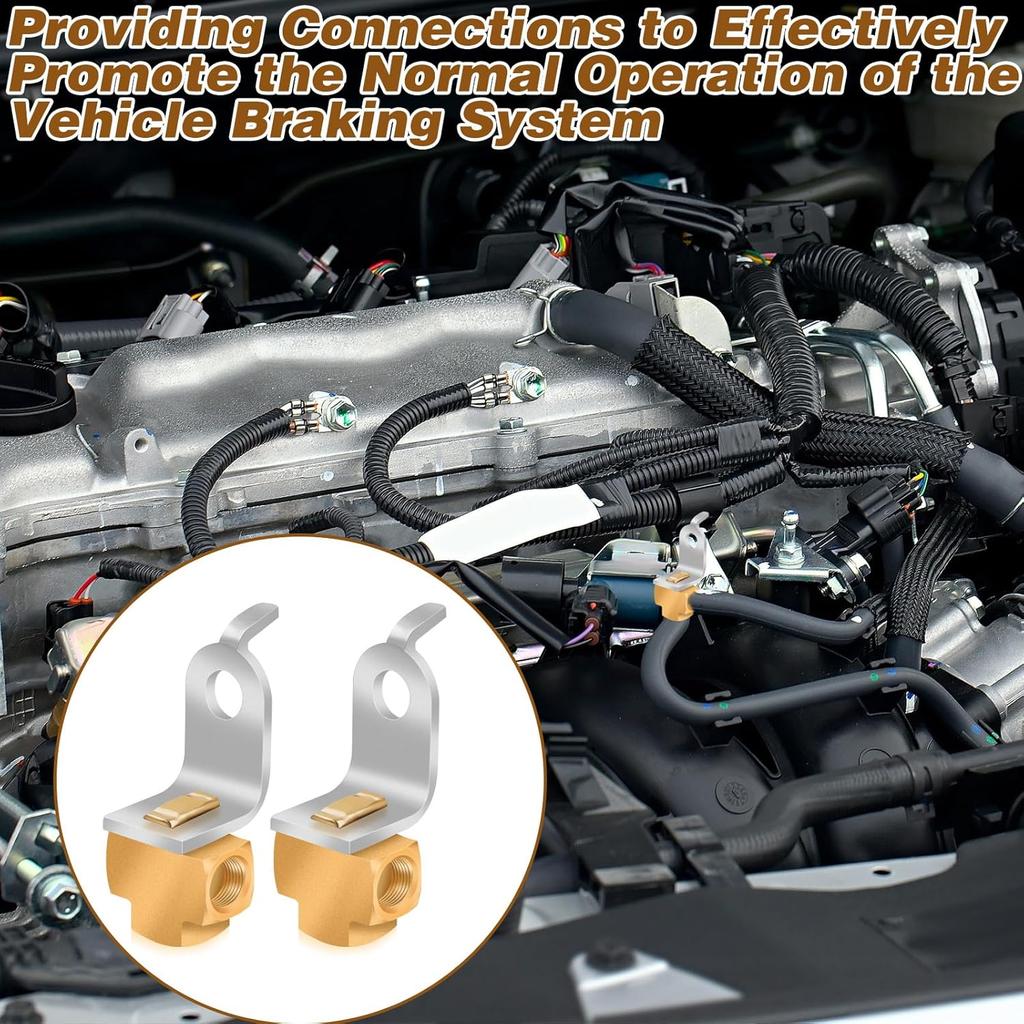 2Pcs 3-Way Brake Line Tee with Mounting Bracket Brass Brake Line Union Fittings 3/16" for 3/8"-24 Threads Maintaining Brake Systems for Fuel Line