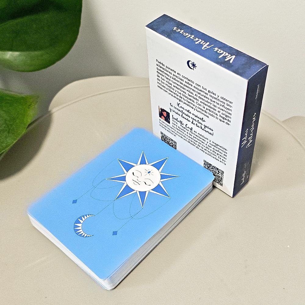 42 Pcs Vidas Anteriores Oracle Cards 10.5*7.5cm Spanish Edition, Past Lives Deck for Karma Soul Healing Double-Sided Embossed