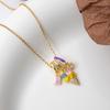 Colorful Ice Cream Necklace Stainless Steel Enamel Pendant Flower Zircon Necklace  Jewelry Gift