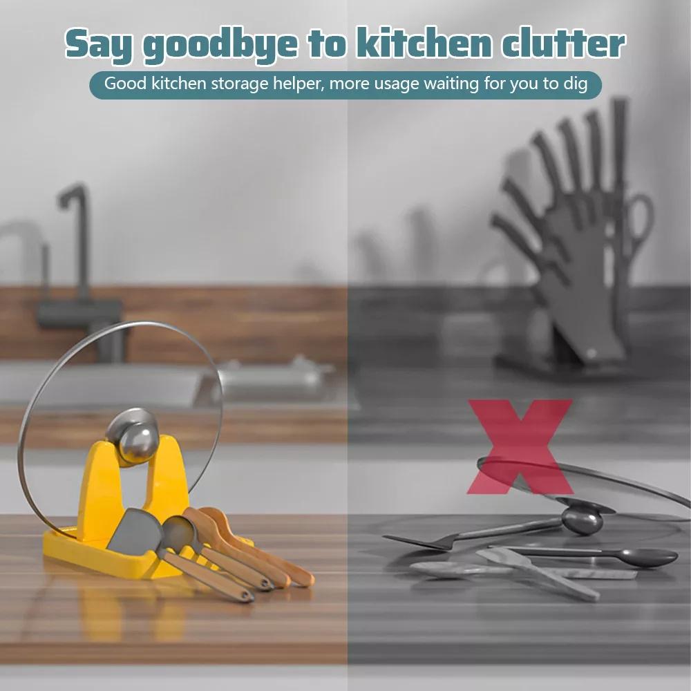1PCS Foldable Pot Lid Rack Plastic Spoon Holder Stand Multifun Organizer Storage Pad Kitchen Storage Shelf Cookware